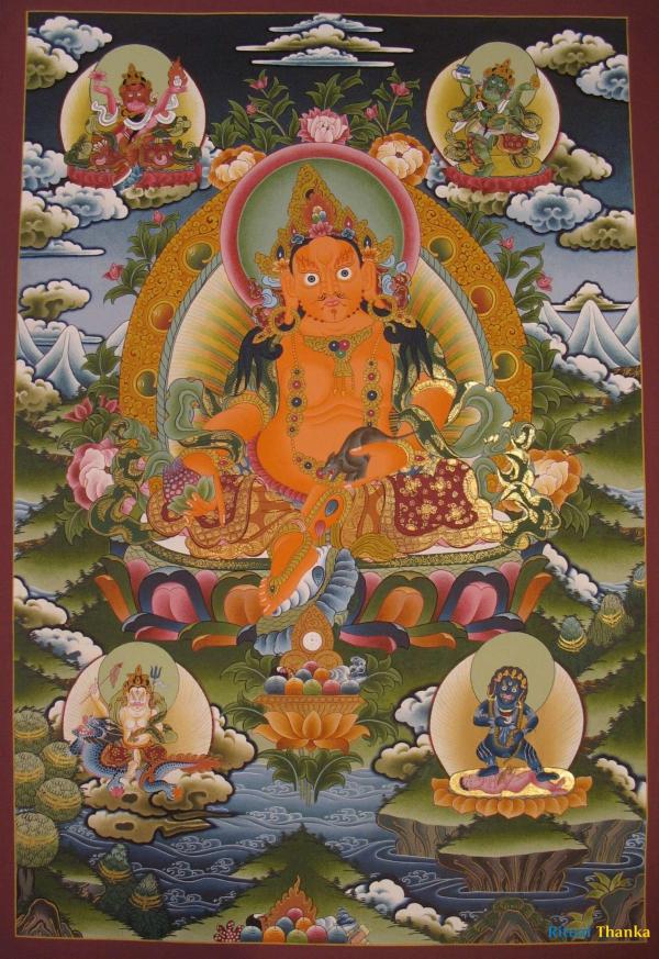 Dzambala Kubera Thangka | Divine Wealth and Prosperity | Home with Wealth and Good Fortune
